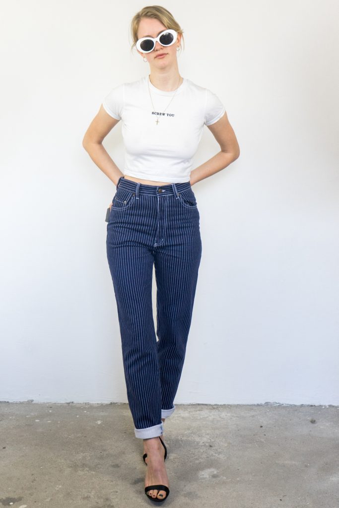 NEW vintage 90s striped high waist mom jeans