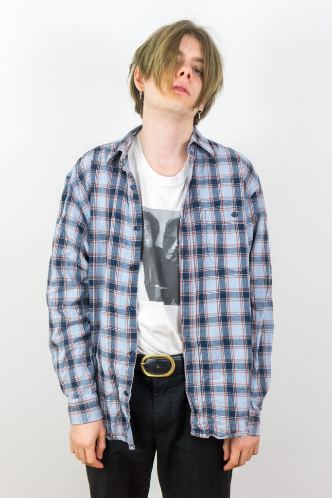 ashy blue vintage 90s grunge flannel shirt