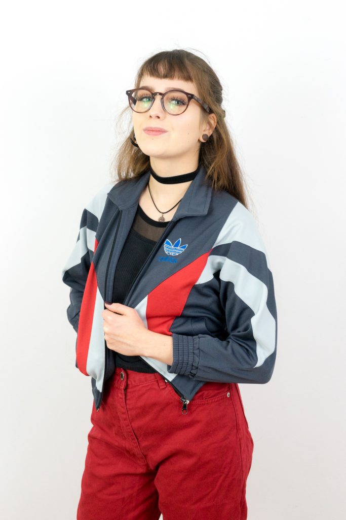 vintage 90s cropped adidas trefoil track jacket