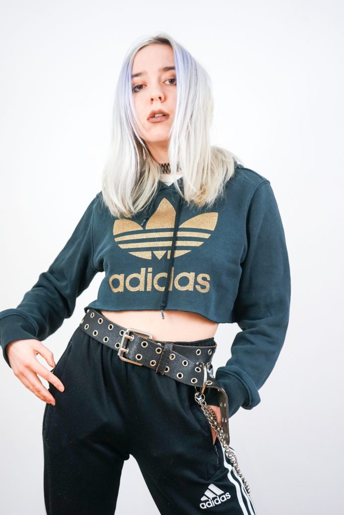 holy remade cropped y2k adidas hoodie