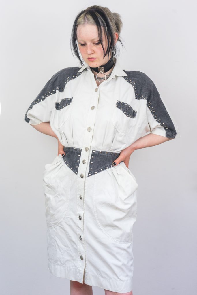 pointy vintage 80s material girl studded dress