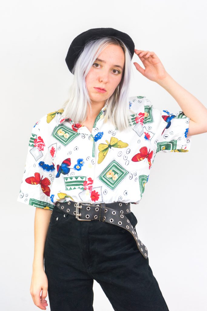 NEW butterfly baby vintage 80s viscose shirt