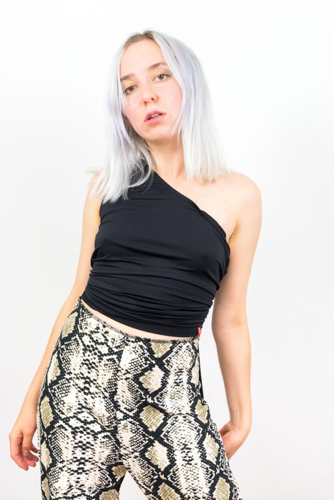 asymmetrical vintage Y2K one-shoulder EDC crop top