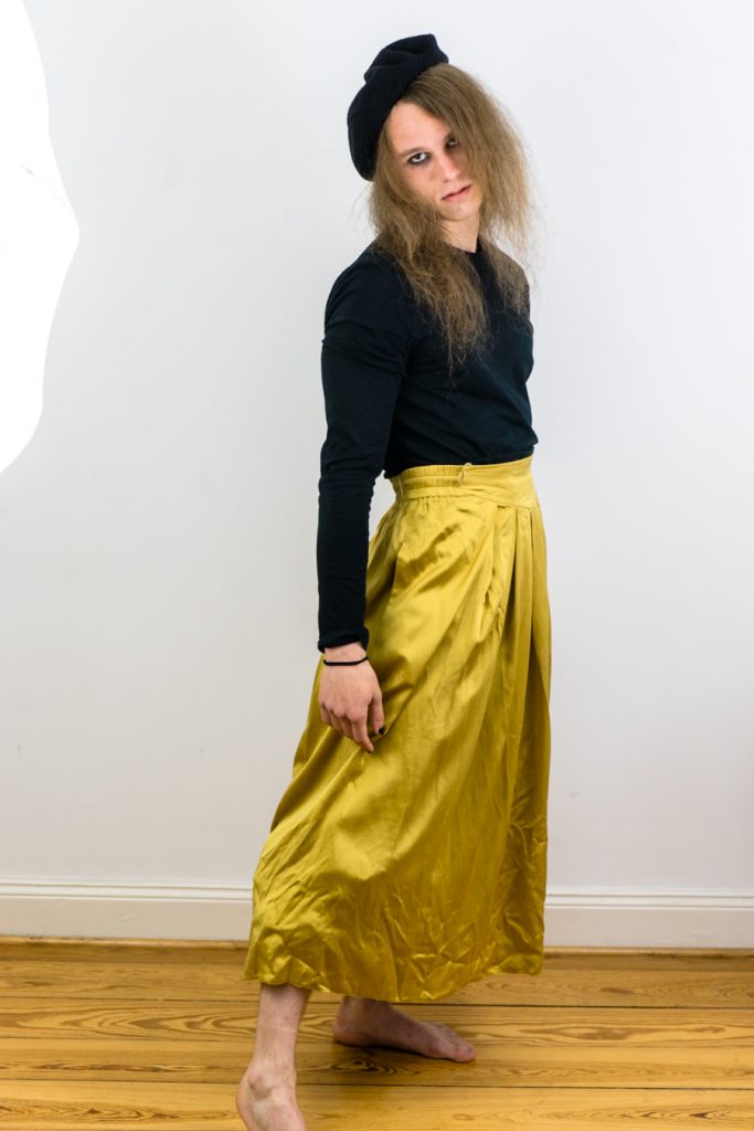 witchy high waisted real silk golden vintage 80s maxi skirt