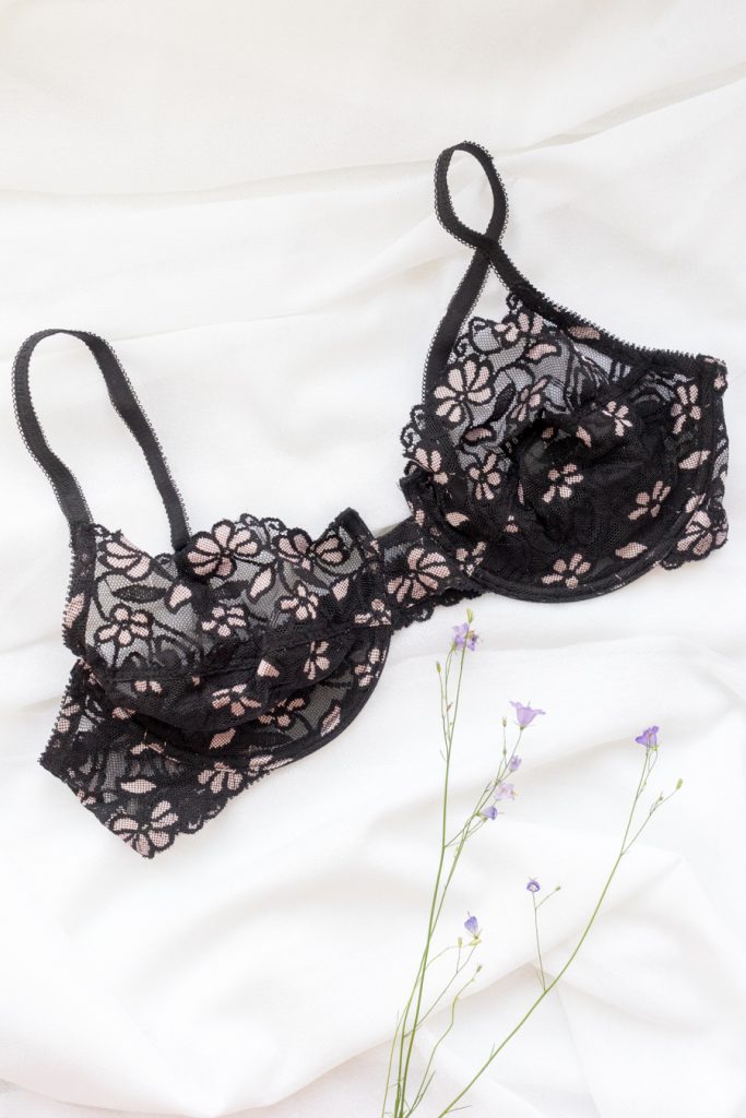 cherry blossom vintage 1980s black lace bralette