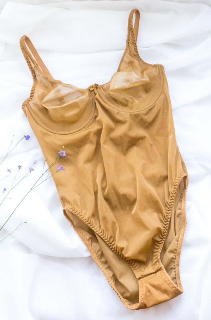 golden haze see-through vintage 1980s bodysuit