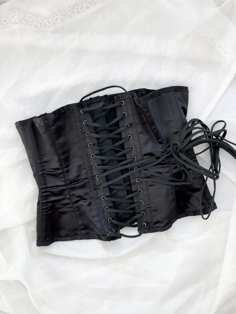 majestic rare vintage 1960s boned satin lace-up corset
