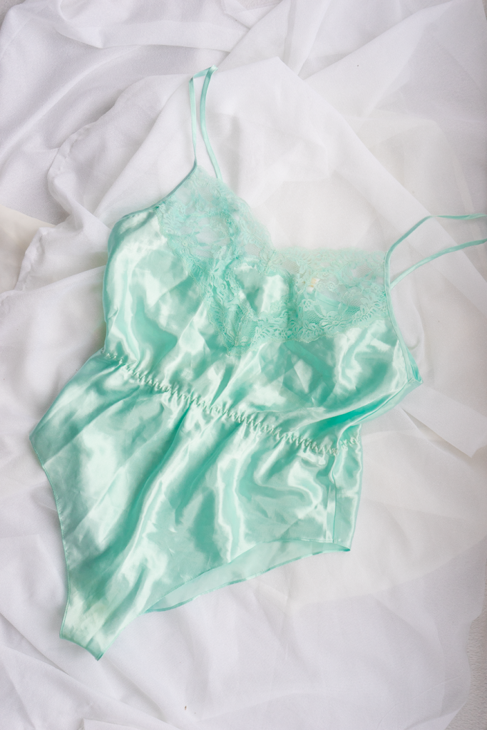 mint ice cream vintage 1980s satin bodysuit