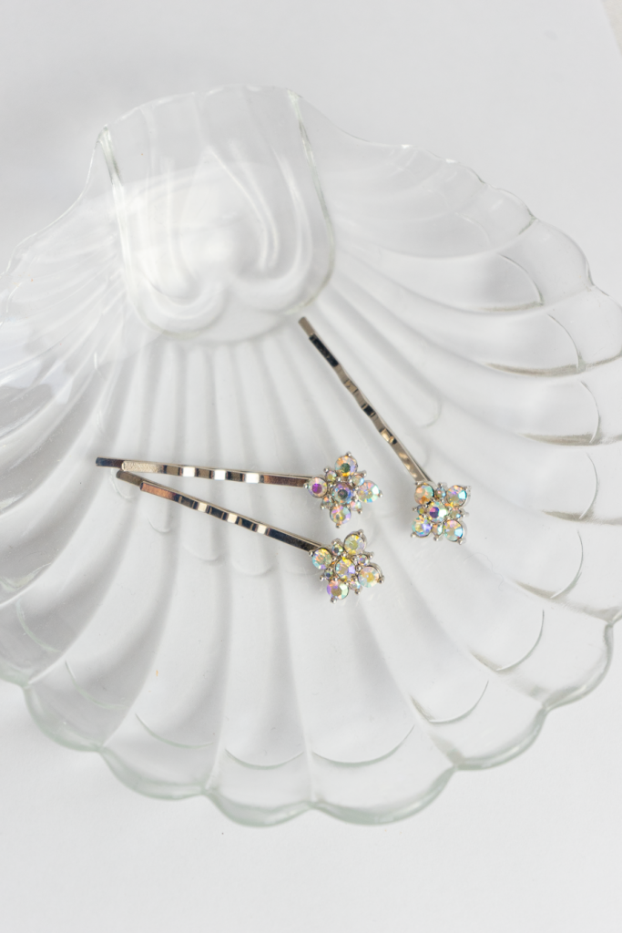 shiny vintage Y2K rhinestone hair pin set