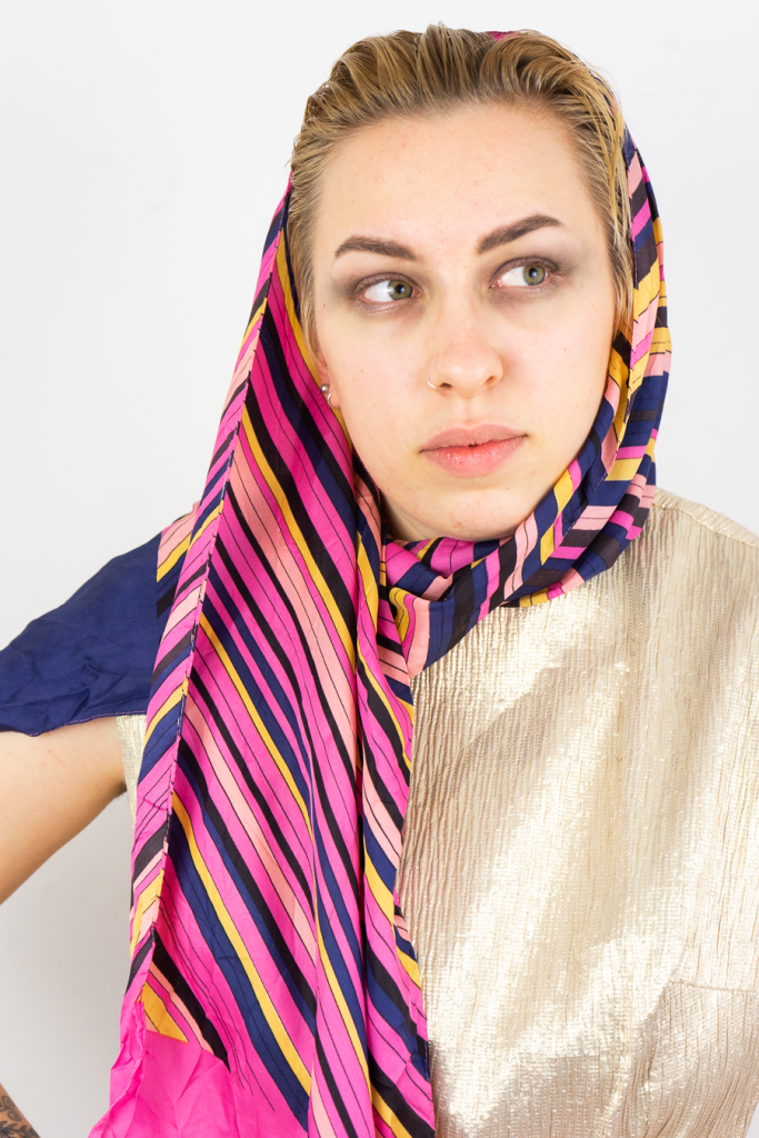 two-toned vibrant striped vintage 1960s mod scarf