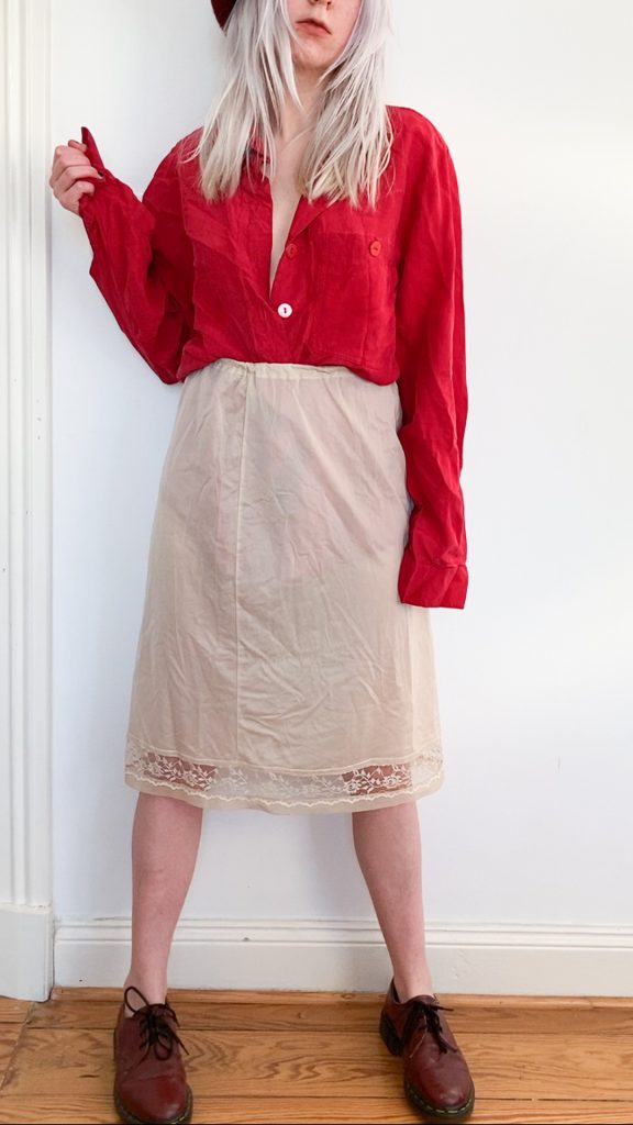 delicate beige vintage 60s lace see through skirt