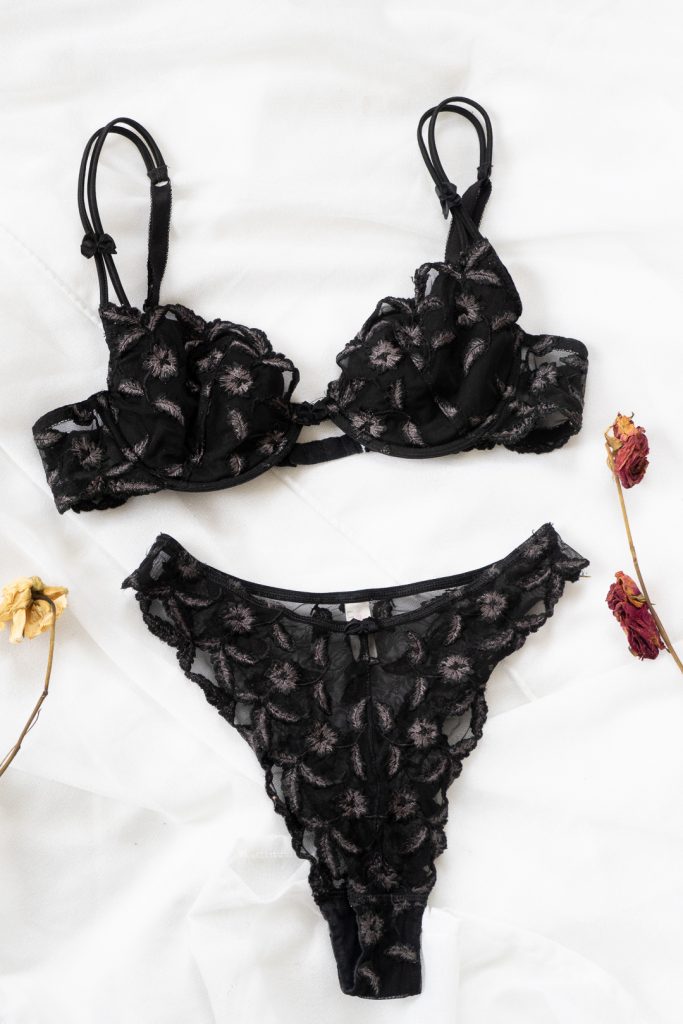 vintage 90s black roses high waisted undergarment set