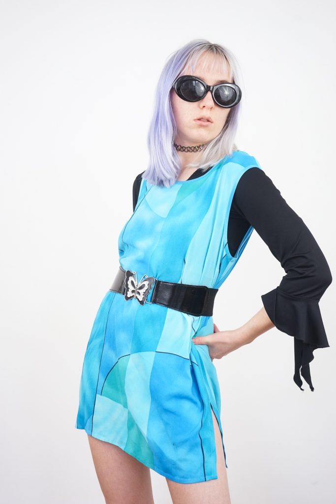 abstract vintage 60s flowing slip dress top - S
