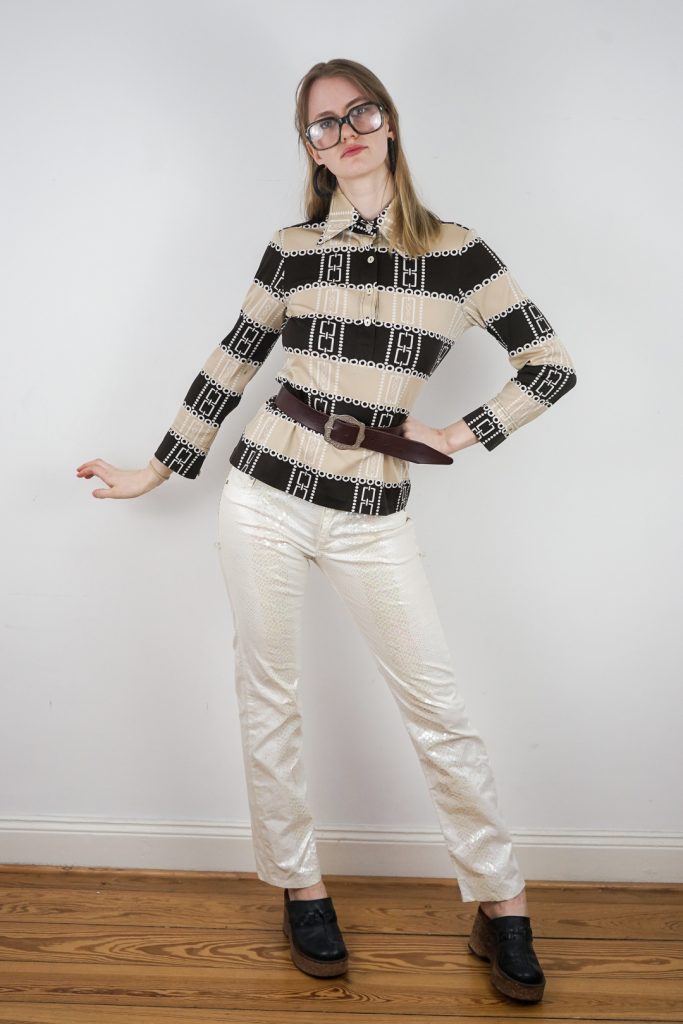 holographic vintage Y2K snake pattern trousers - M