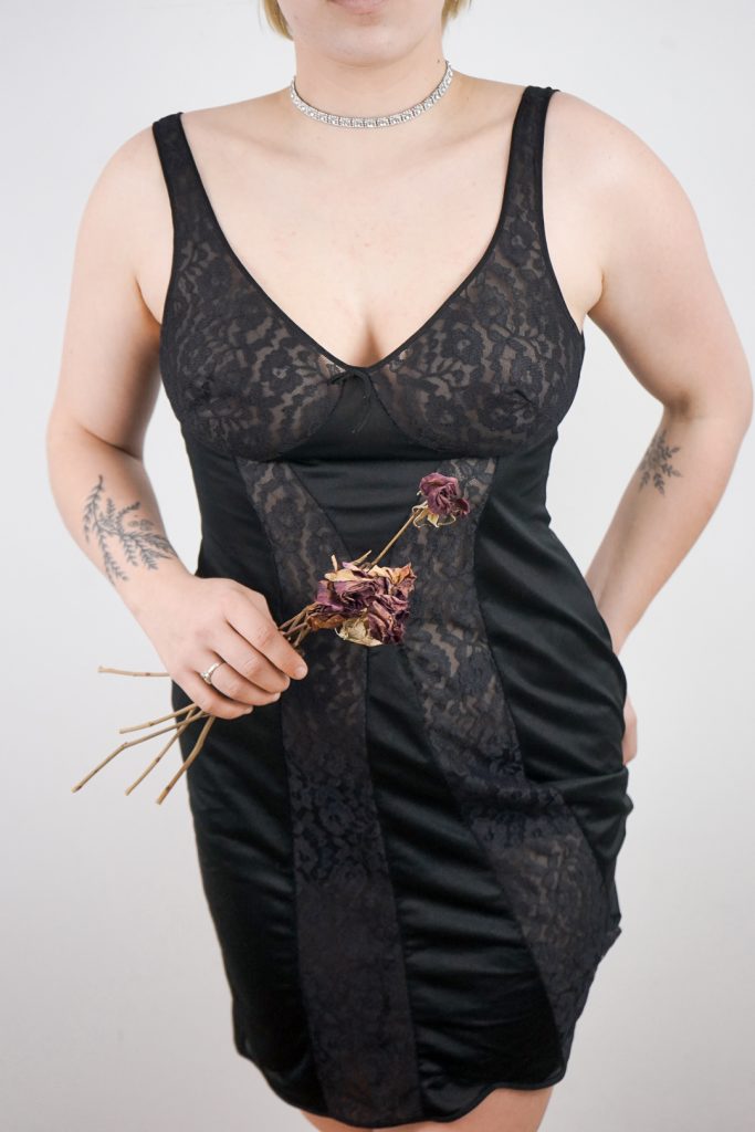 delightful black lace see-through vintage 1960s cami dress - M