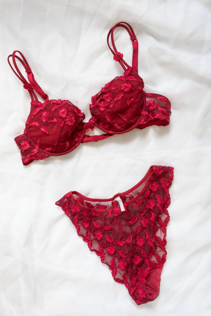 seductive vintage 1990s red high waisted see-through lingerie set