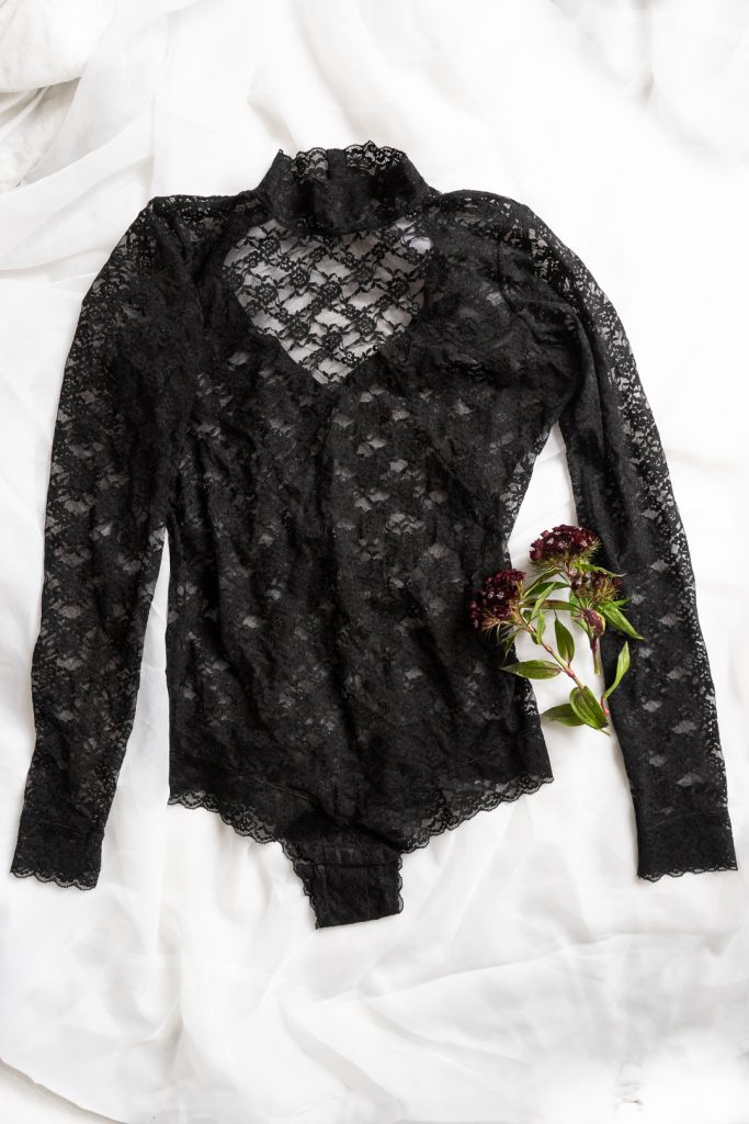 victorian high neck see-through vintage 1980s lace bodysuit - M/L
