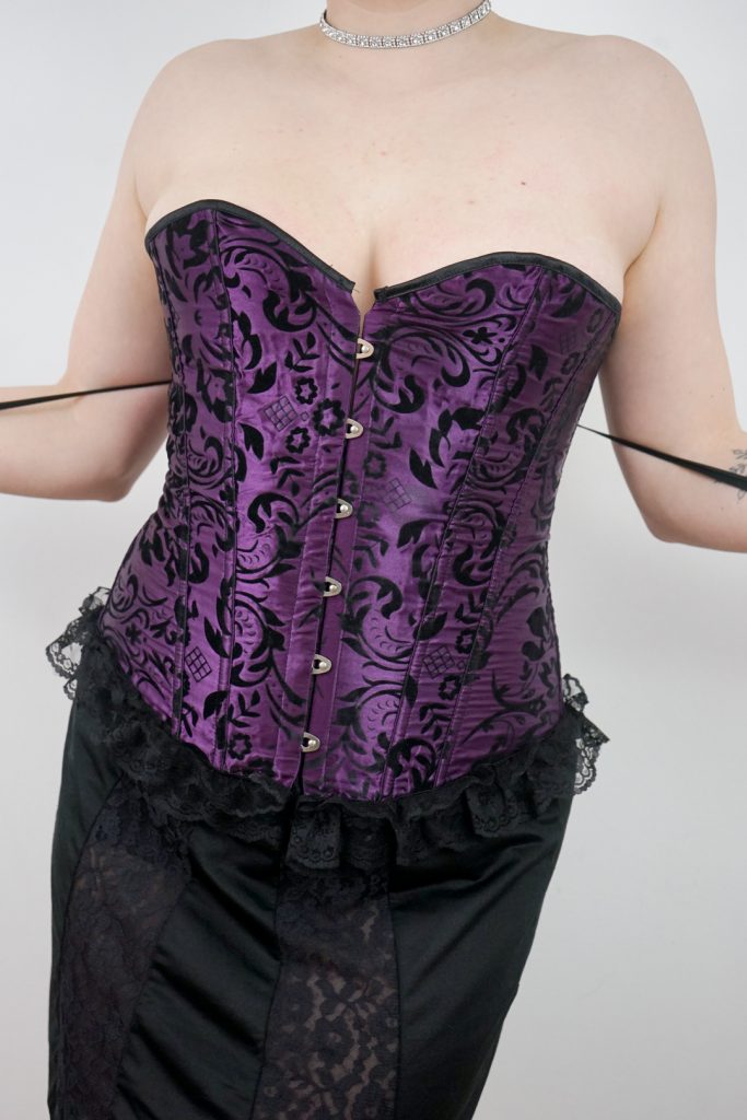 victorian inspired vintage 1980s lace-up velvet corset - M/L