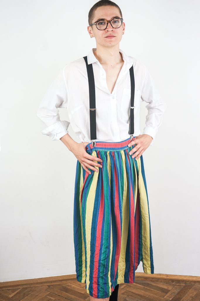 funky vintage 80s viscose rainbow maxi skirt