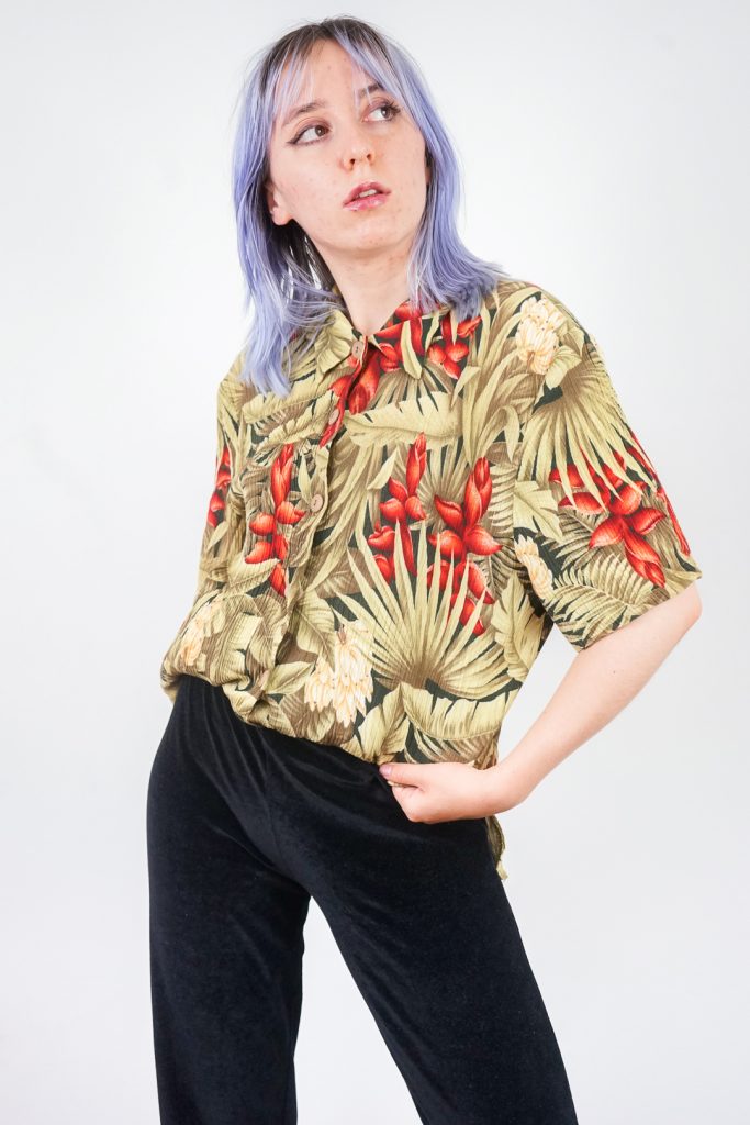 textured unisex vintage 90s vacation pattern button up shirt