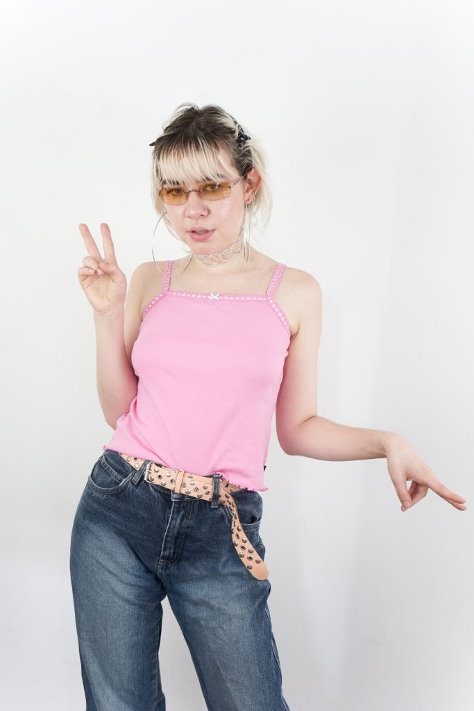 vintage 90s cropped wave seam cami top - XS/S