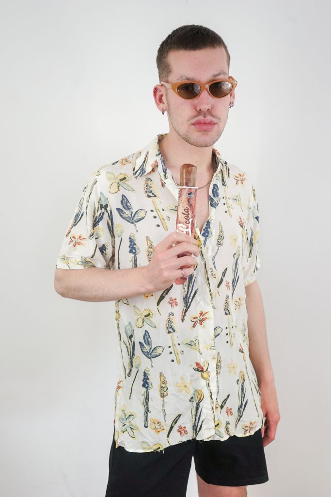 vintage 90s floral light unisex real silk shirt - S/M