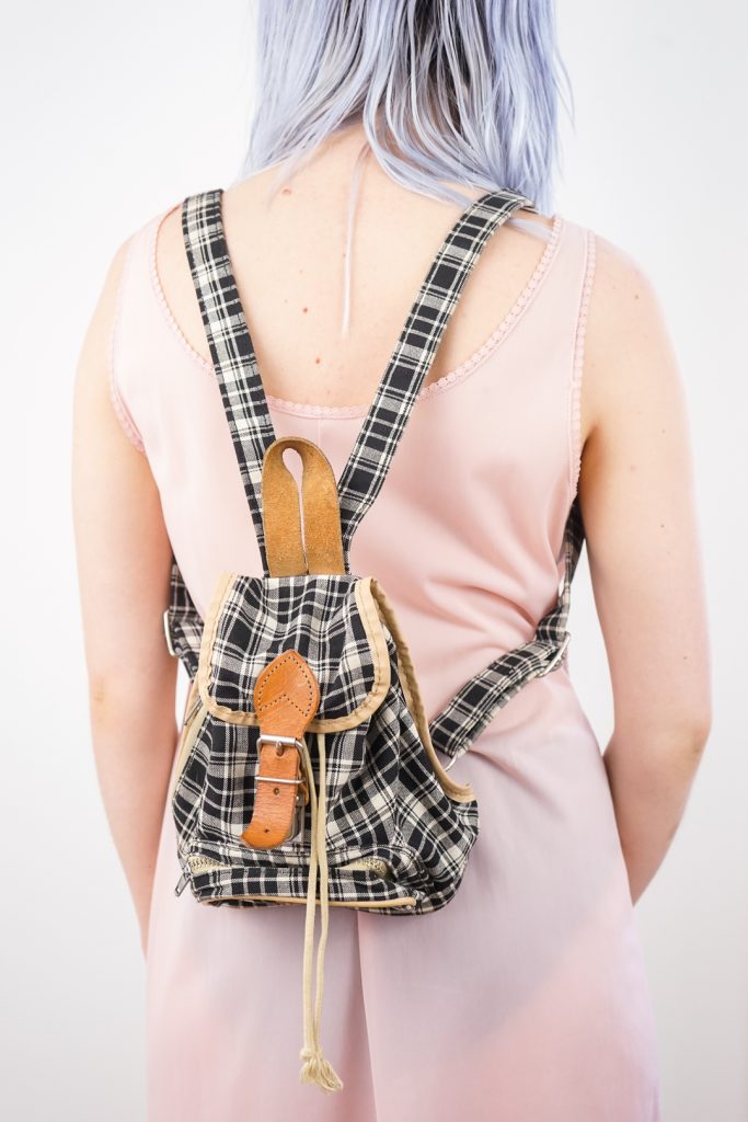 vintage 90s plaid leather mini backpack