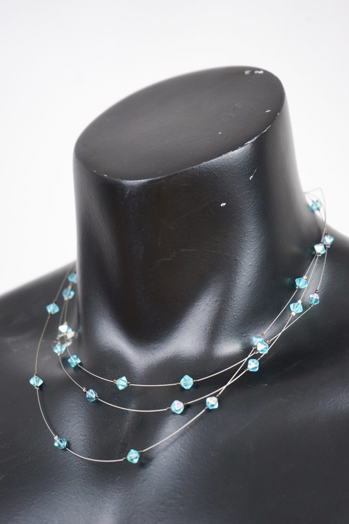 vintage Y2K layered baby blue pearl choker