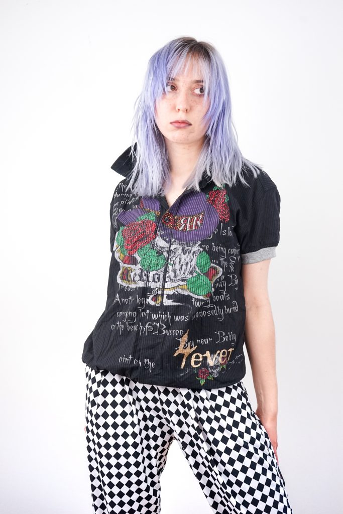 vintage Y2K unisex pinstripe tattoo style shirt - men’s M / women’s XXL