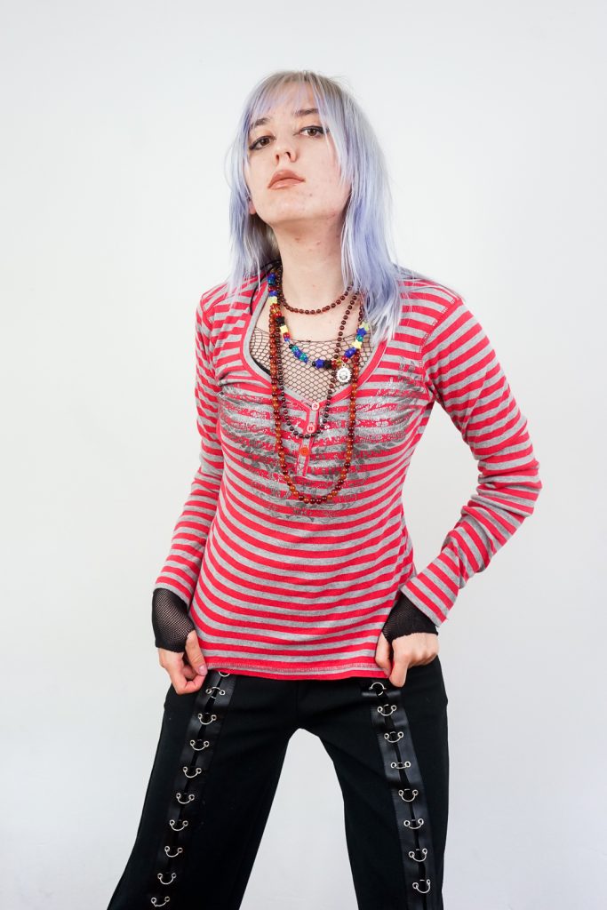 angel wings vintage Y2K striped emo longsleeve shirt