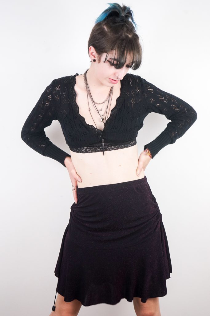 pink glitter festive vintage 90s ruffled party skirt