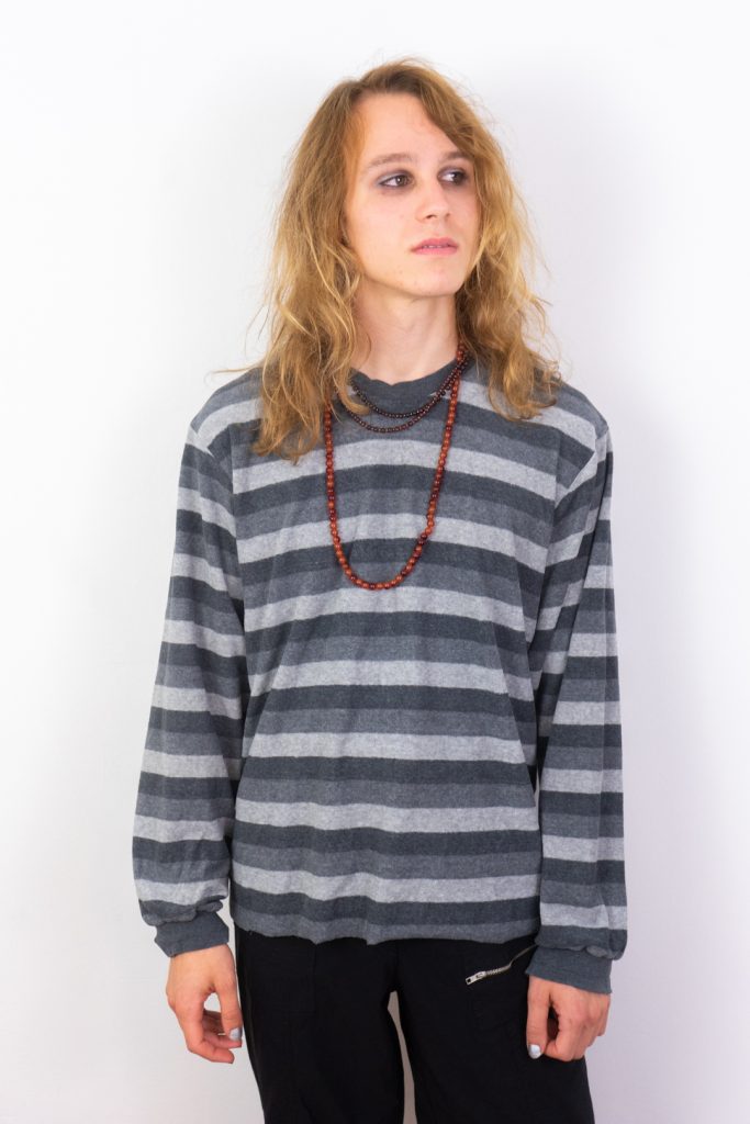 grungy vintage 90s comfortable striped fleece sweater