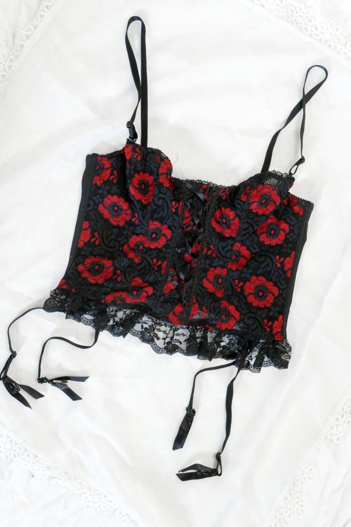 melodic black vintage 1990s floral lace goth corset