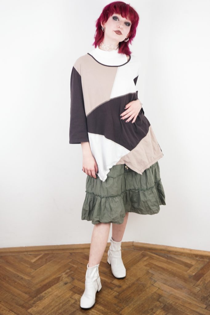 pointy asymmetrical patchwork look fairy goth 90s dress