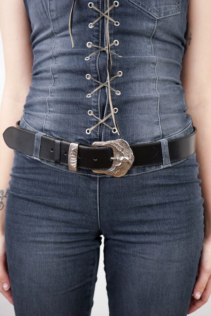 rare vintage 80s USA eagle metal leather belt
