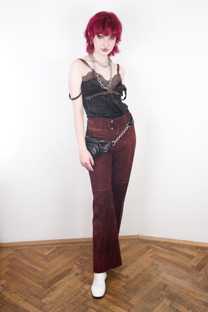 real leather vintage 60s suede flared hippie trousers