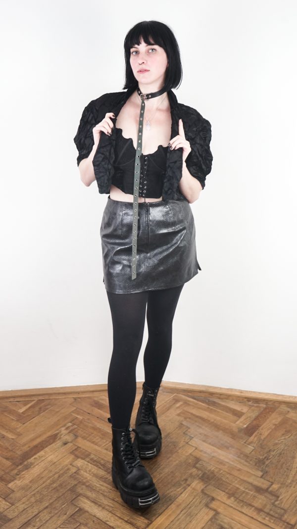 vegan leather shiny vintage 90s snake pattern skirt
