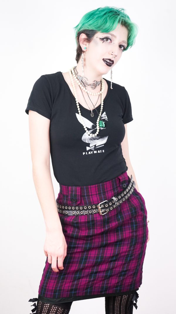 vintage 90s grungy high waisted tartan skirt