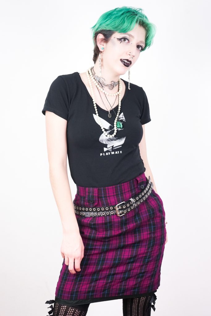 vintage 90s grungy high waisted tartan skirt