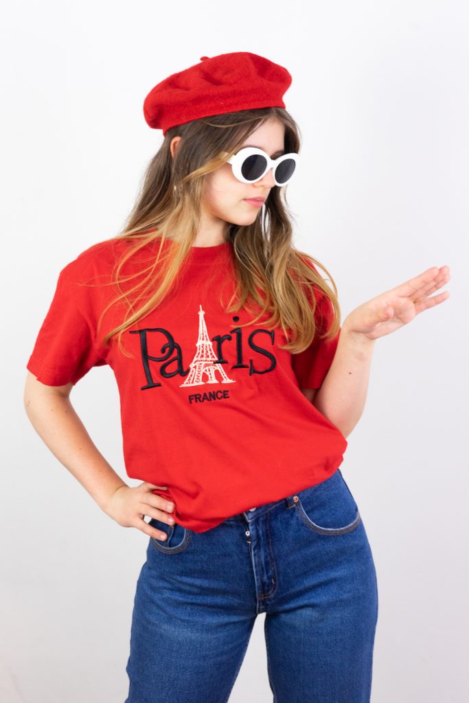 romantic vintage 90s Paris embroidered souvenir shirt