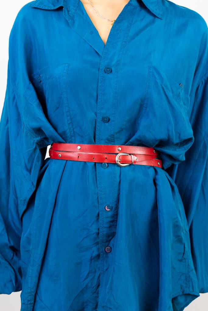 double layered vintage 80s real leather studded goth belt