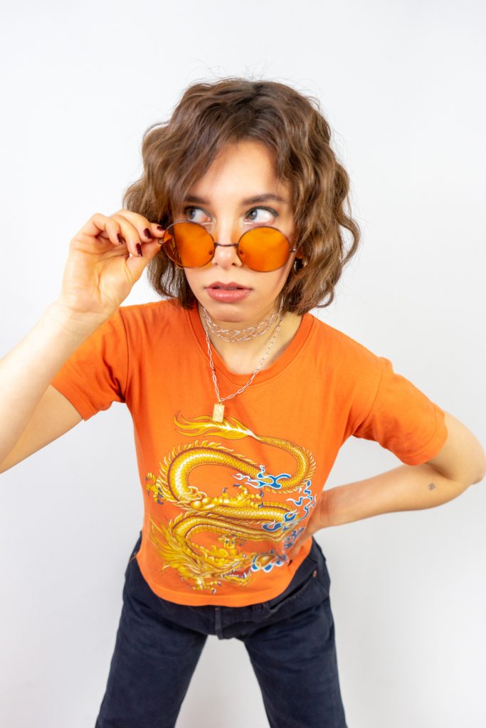 funky vintage 90s cropped Dragon top