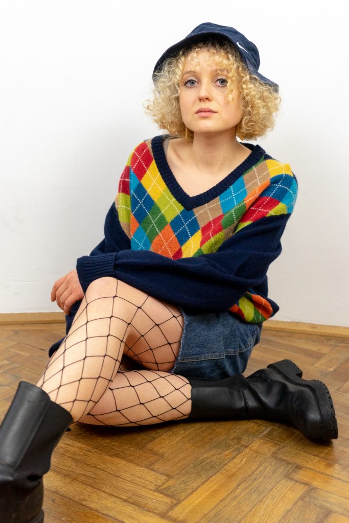pure wool knitted rainbow vintage 90s argyle sweater