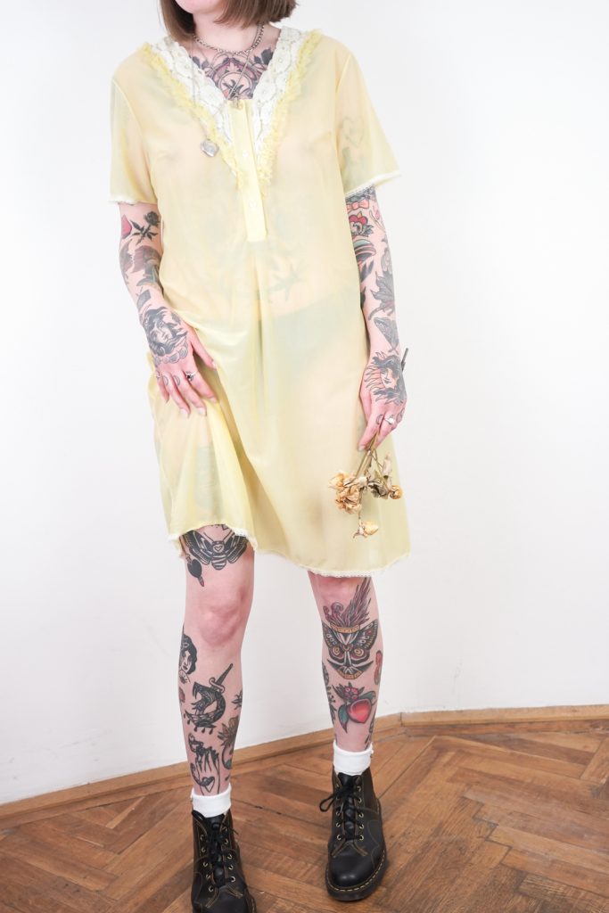 graceful citrus see-through vintage 1960s babydoll dress