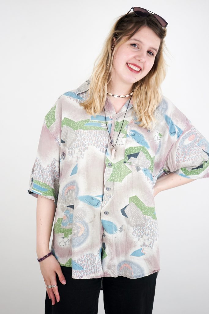 abstract patterned vintage 80s button-up shirt