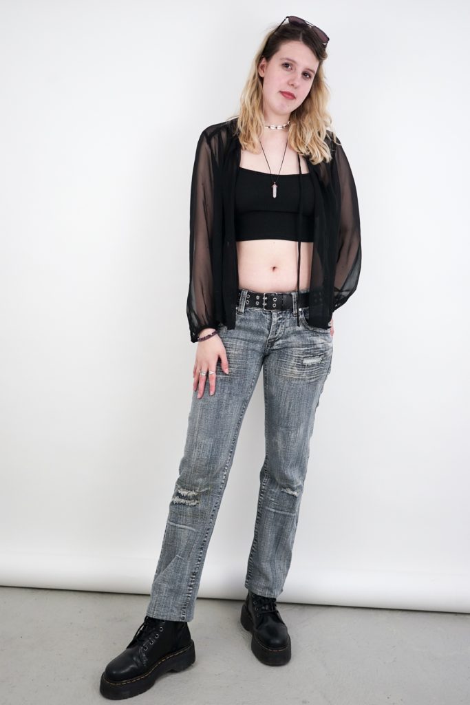 grungy low waisted vintage Y2K mall goth jeans