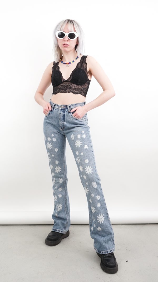 iconic vintage Y2K flared butterfly acid jeans