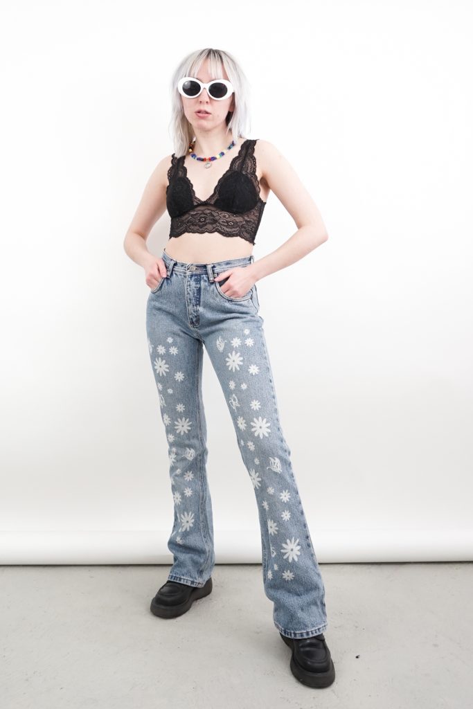 iconic vintage Y2K flared butterfly acid jeans
