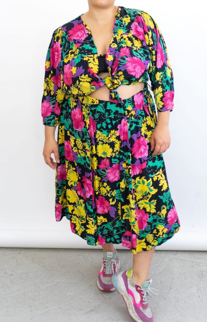 iconic unique vintage 80s floral two-piece set