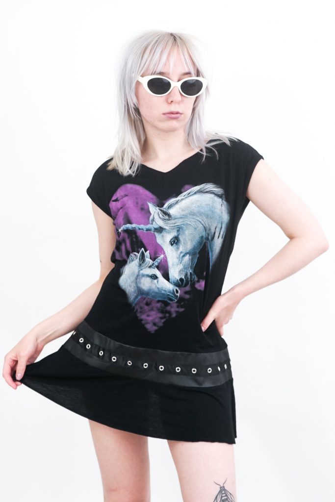 iconic vintage Y2K goth unicorn stud dress